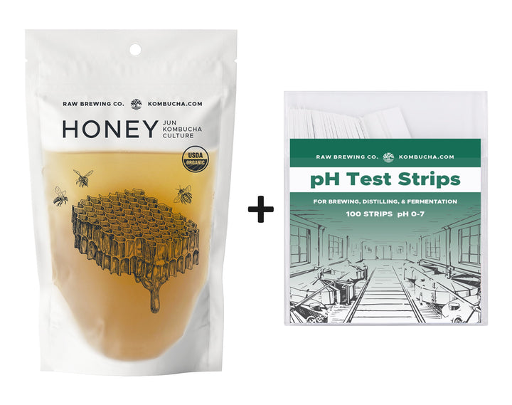 Honey SCOBY pH strips displayed as a testing tool for brewing