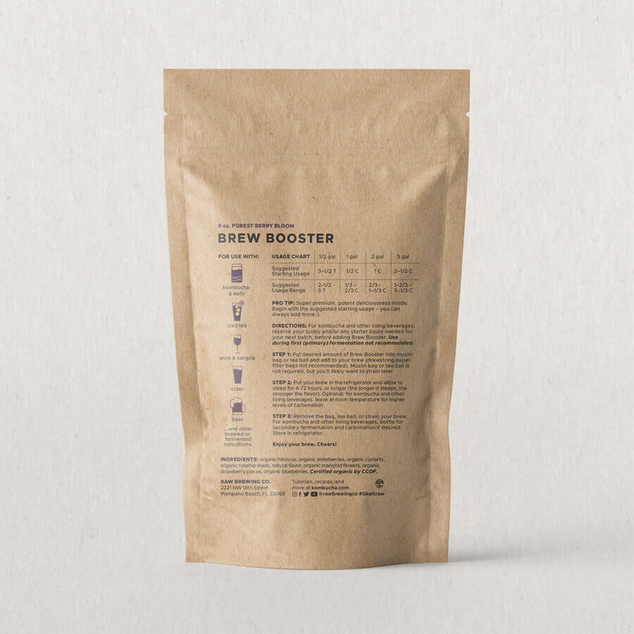 Product pouch of Forest Berry Bloom Brew Booster