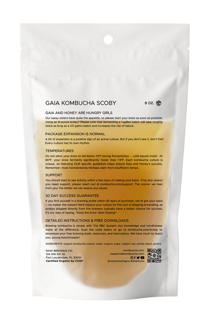 Gaia - Blended Kombucha Culture (SCOBY) & Starter Liquid (Certified Organic)